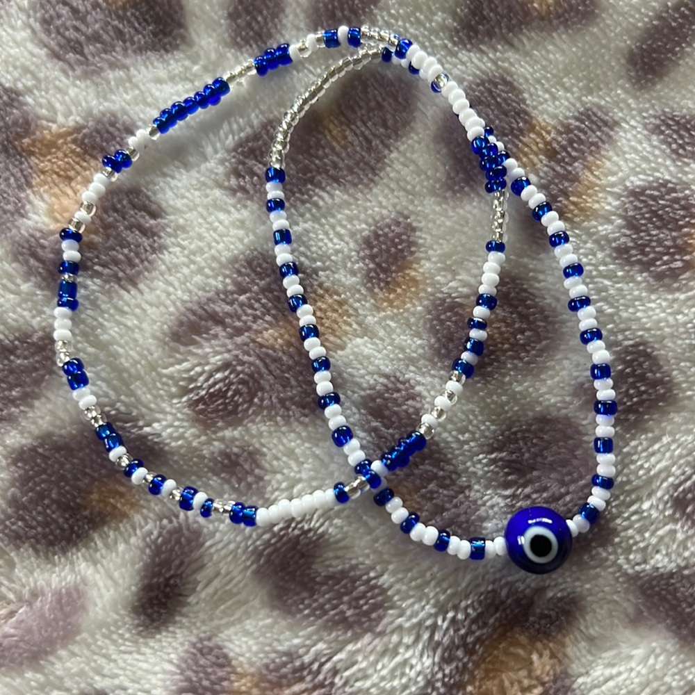 Handmade evil eye glass bead bracelet set